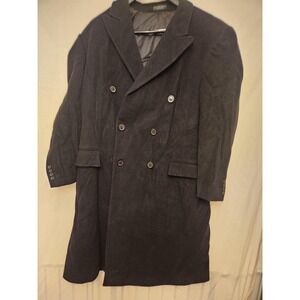 Ralph Lauren Coat Mens 48 Gray Lambswool Double Breasted Long Overcoat Lined